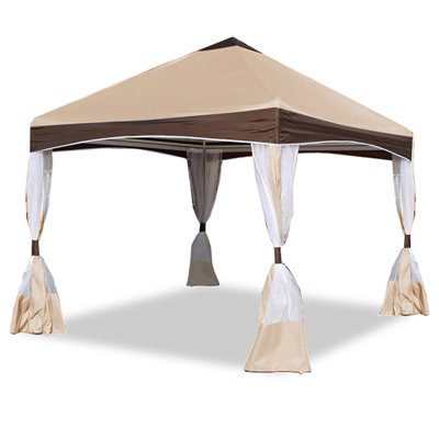 Garden Party 10ft x 10ft Steel Patio Gazebo Canopy with Screens