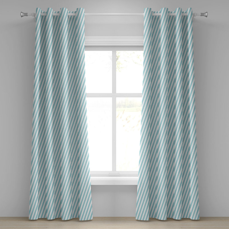Rideau à œillets décoratif moderne à 2 panneaux Latitude Run®, 50 po x 96 po, bleu pâle / blanc, L 50 po x L 108 po