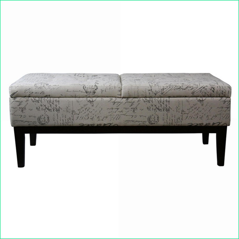 Banc de rangement, L 48 po à double élévation, impression de l'Ancien Monde pour vestibule / salon | Noir | Bois