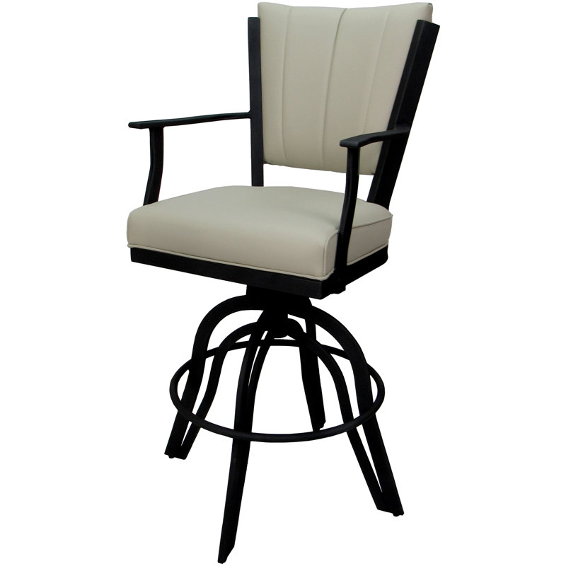 Tabourets de comptoir en métal Custom, Brun, Tabouret de bar (siège d'une hauteur de 30 po), Vinyle beige océan
