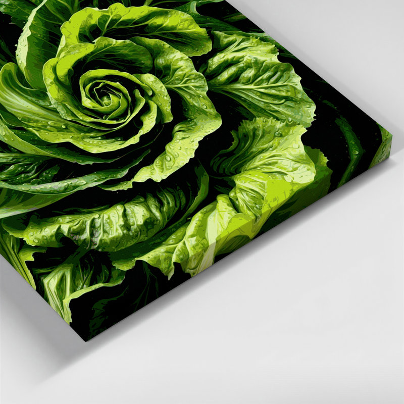 Art mural sur toile légumes vert laitue romaine, H 8 po x l 10 po