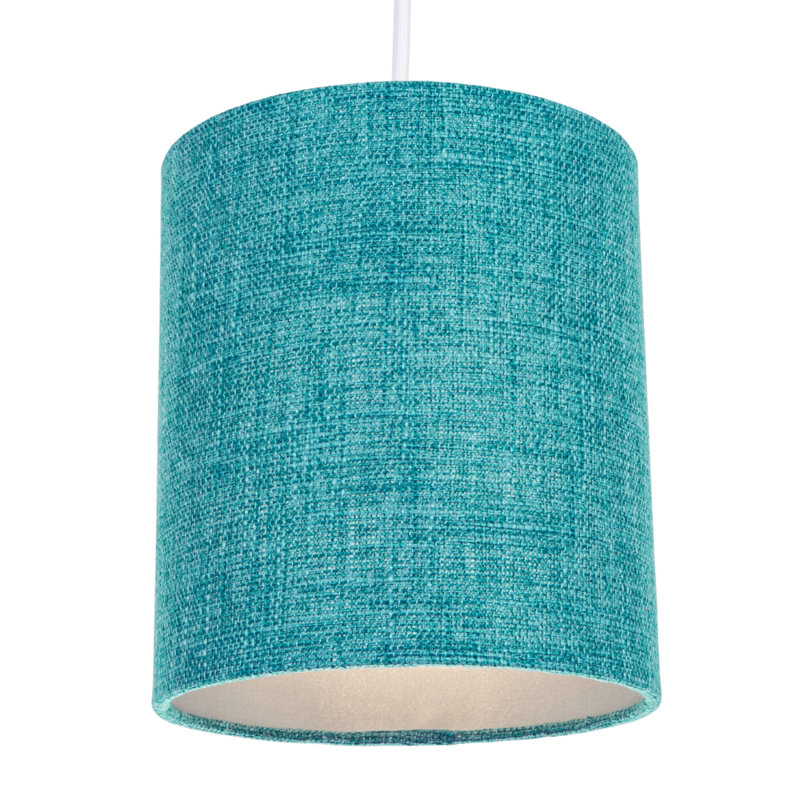 Ibiza 18cm H Linen Drum ( Screw On ), Teal, 18cm H x 16.2cm W x 16.2cm D