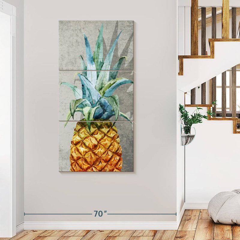 Ensemble d'ananas sur toile 3 pièces, H 80 po x l 39 po x P 1,25 po