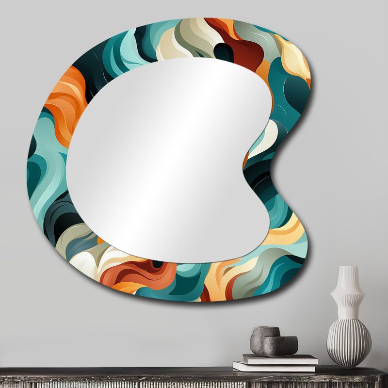 Celestial Harmony Cosmic Flow II - Miroir mural moderne abstrait aux formes asymétriques, 27 po x 27 po