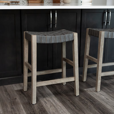 Maven Lane Emerson Kitchen Stool with Faux Leather Upholstery