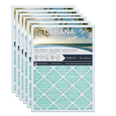 Cabana Air Filters 6 Pack HVAC Furnace Air Filters, MERV 13, 18 x 30 x 1, White