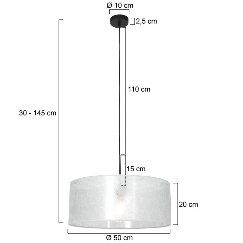 Durel 1 - Light Black Single Pendant, Silver