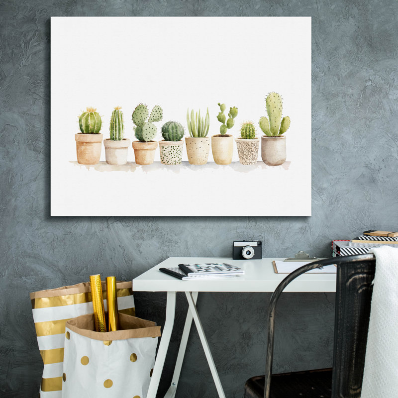 «Cacti In Ceramique» par Svetlana Aleynikova, art mural sur toile, H 26 po x l 34 po
