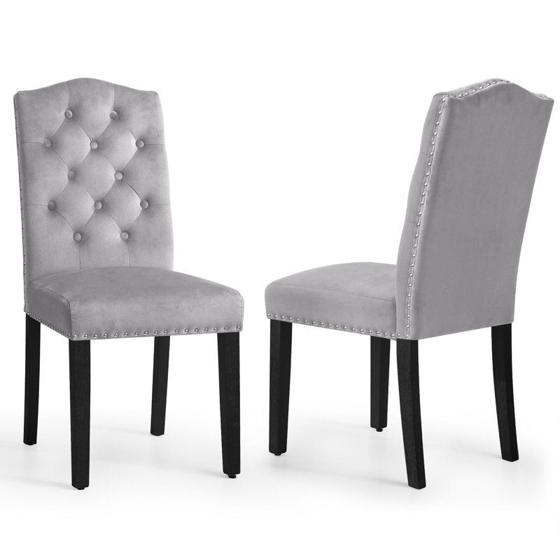 Chaise de salle à manger rembourrée Miroir, Gris clair