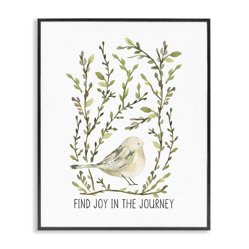 «Find Joy with Bird», estampe numérique par Blue Chair Blessing, Giclée encadrée noir minuit, H 30 po x l 24 po