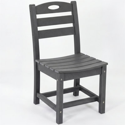 Ensemble de 2 chaises de salle à manger d'extérieur sans accoudoirs PEHD GREY pour patio, terrasse, porche et cour arrière