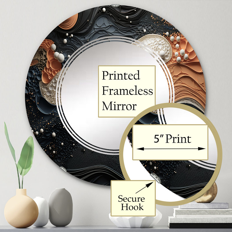 Kielle - Miroir mural moderne rond, 24 po x 24 po