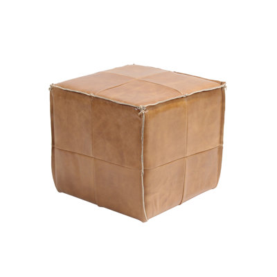 Willsbridge 18" Genuine Leather Square Cube Ottoman