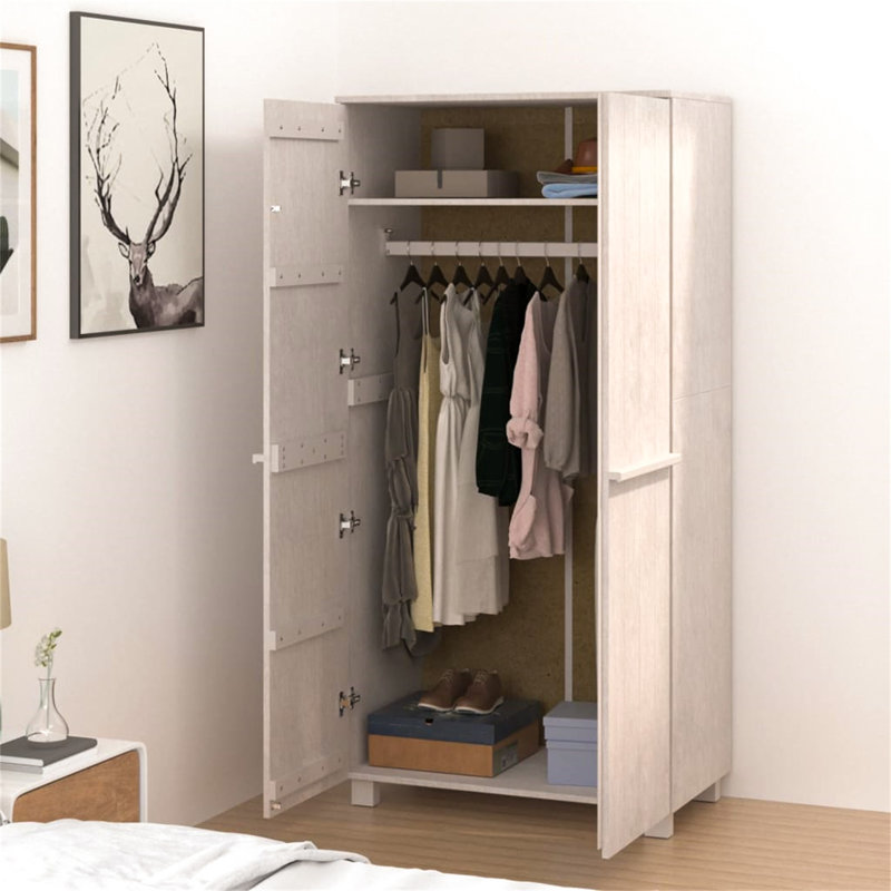 Montvale Solid Wood Wardrobe, White