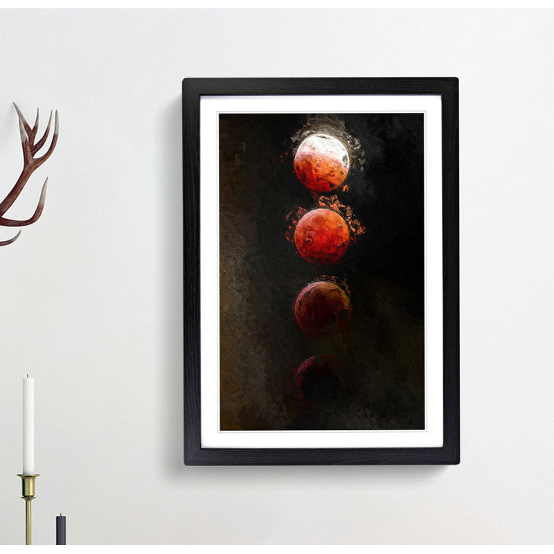 Lunar Eclipse in Abstract - Picture Frame Graphic Art Print, 50cm H x 35cm W x 2cm D, Black