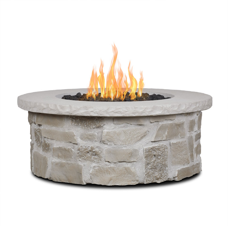Scottsdale 40" Round Stone Propane Fire Pit Table By Real Flame
