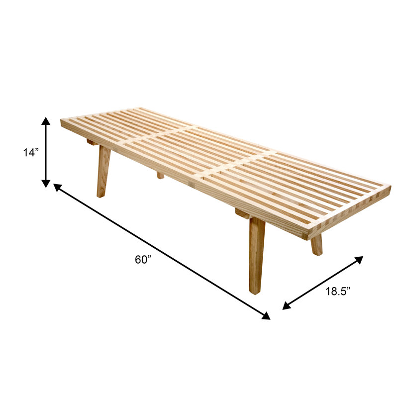 Inwood 60" Rectangular Bench Wide Wooden Storage Bench with Slats Design Kitchen Platform Bench, Natural Wood