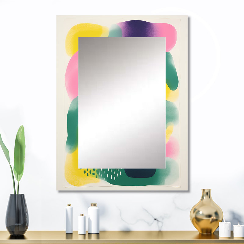 Yellow and green Abstract collages enchantment - Abstract Wall Mirror, Modern Decorative Mirror, Printed Metal Art, 32" x 24"