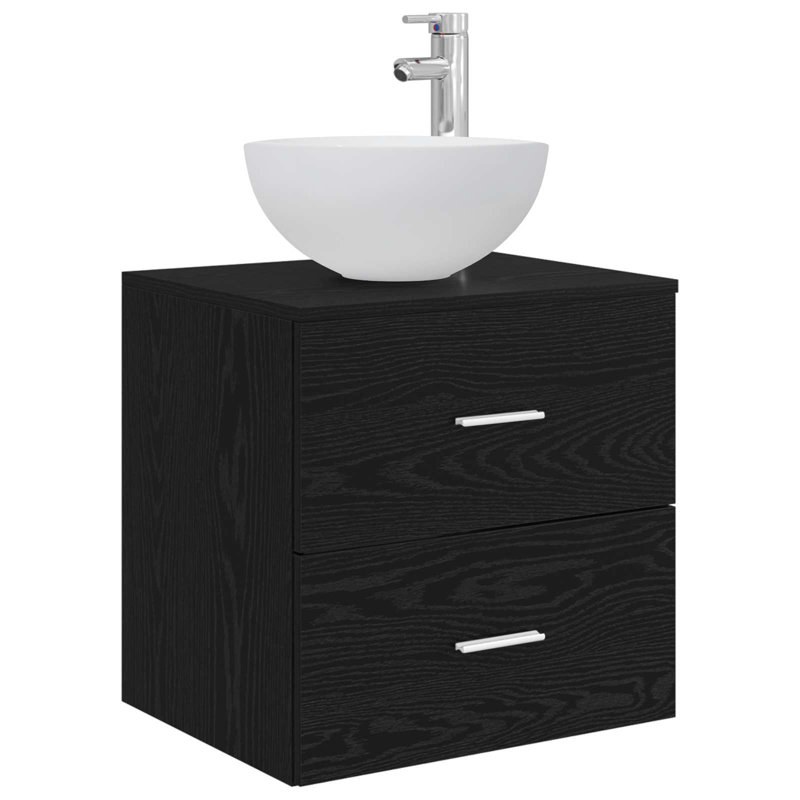 Single Bathroom Vanity with Ceramic Basin, Black