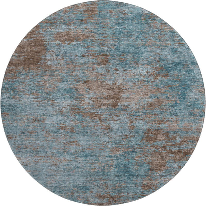 Tapis moderne lavable à la machine de qualité supérieure Kumbhar AMF1359, Rond 8 pi