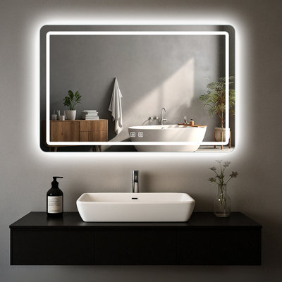 Miroir de salle de bain antibrouillard à DEL 24 po x 36 po Warm & Love