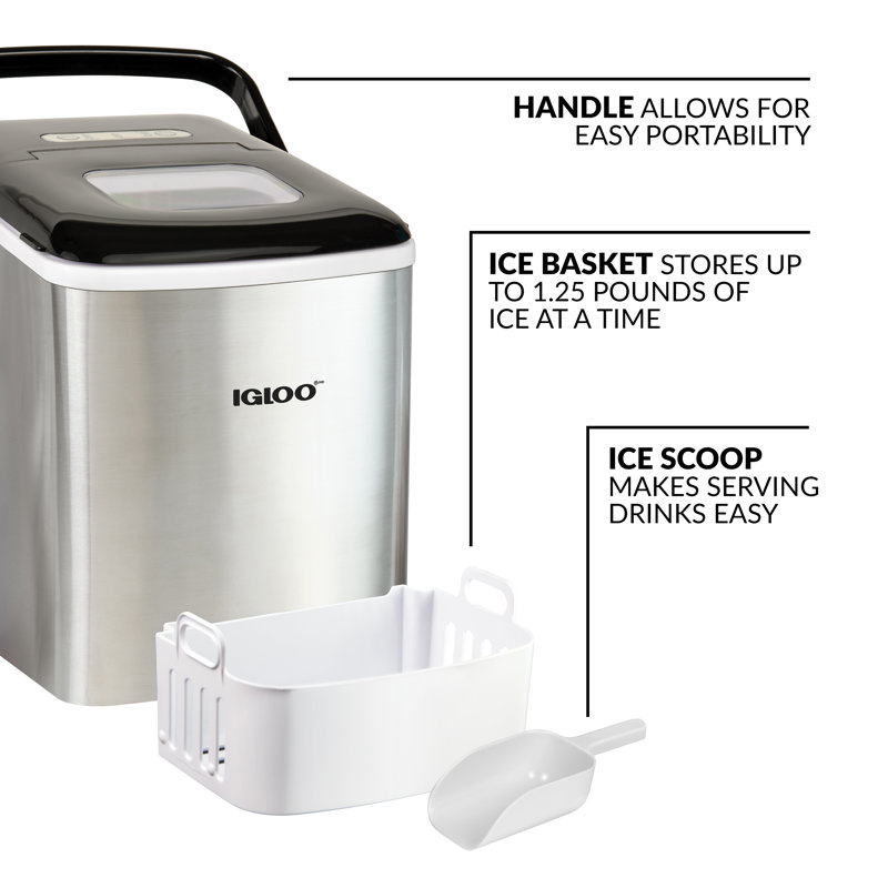 Stainless Steel Portable Countertop Ice Maker with Handle