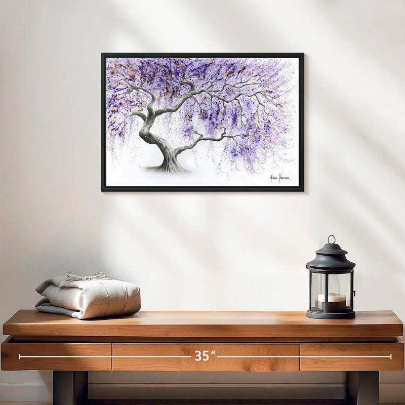 Arbre de prospérité mauve, 19 po x 13 po, Cadre flottant noir