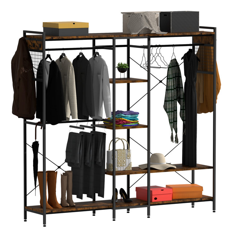 Latitude Run® 75 Inch Freestanding Closet Organizer Garment Rack