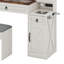 Bureau de maquillage de ferme avec station de charge, bureau de coiffeuse avec miroir lumineux et tiroirs-668953639