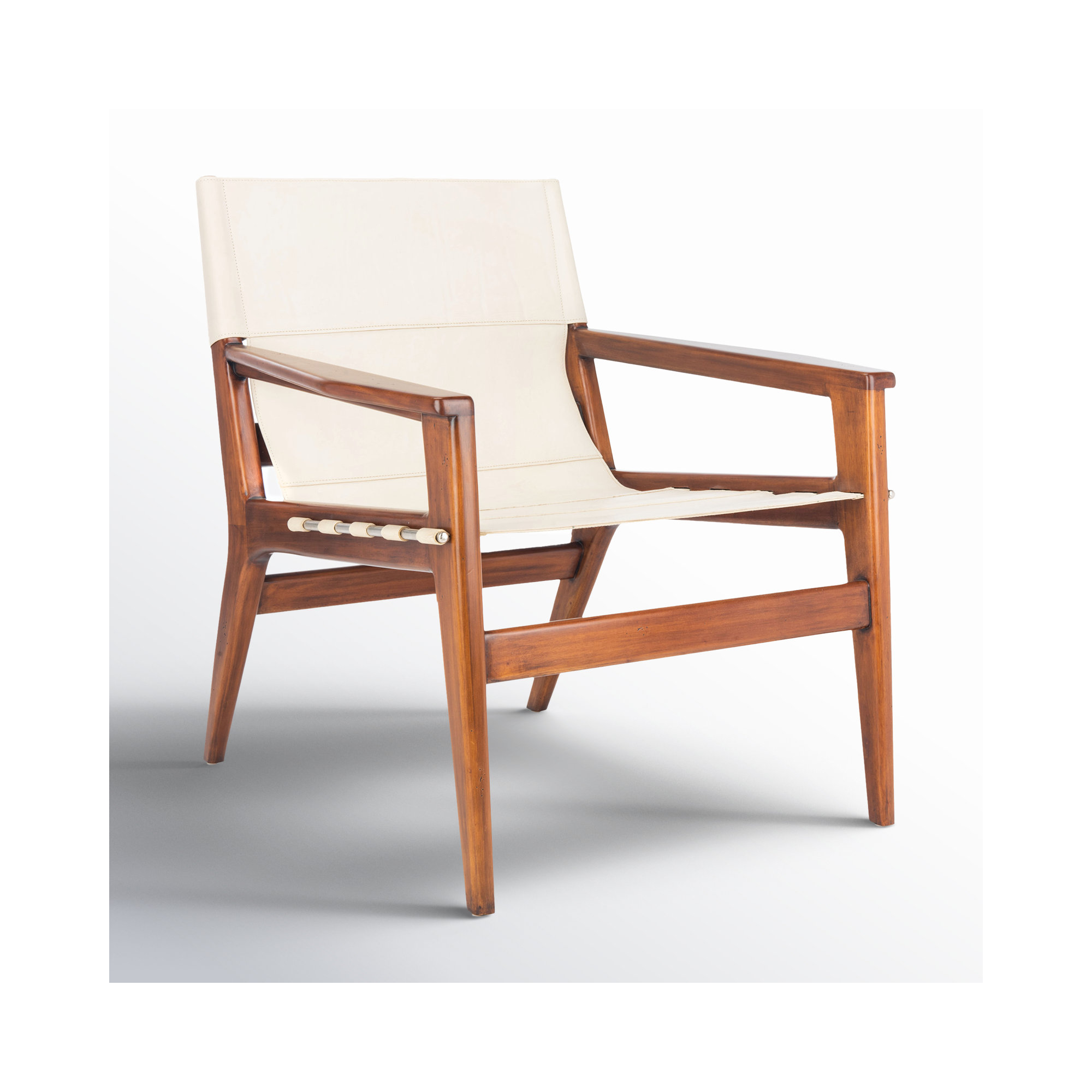 Tesso Genuine Leather Armchair, Brown, White Genuine Leather
