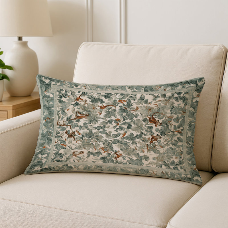 Coussin décoratif intérieur et extérieur Modern, Rectangle H 20 po x l 14 po, Brun floral 106
