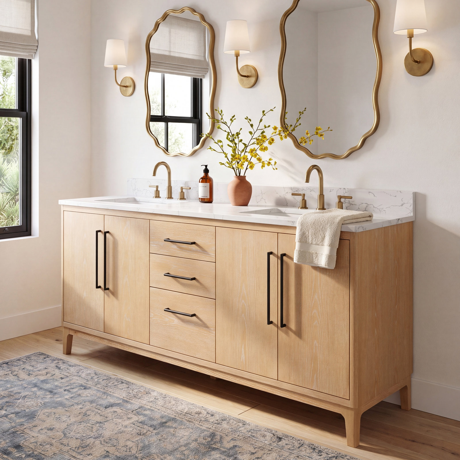 Langosta 72" Double Bathroom Vanity, Washed Ash Gray