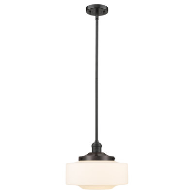 Mini-luminaire suspendu à tige lumineuse 12 po Franklin Restoration - Lainee - ampoule non incluse - finition bronze frotté
