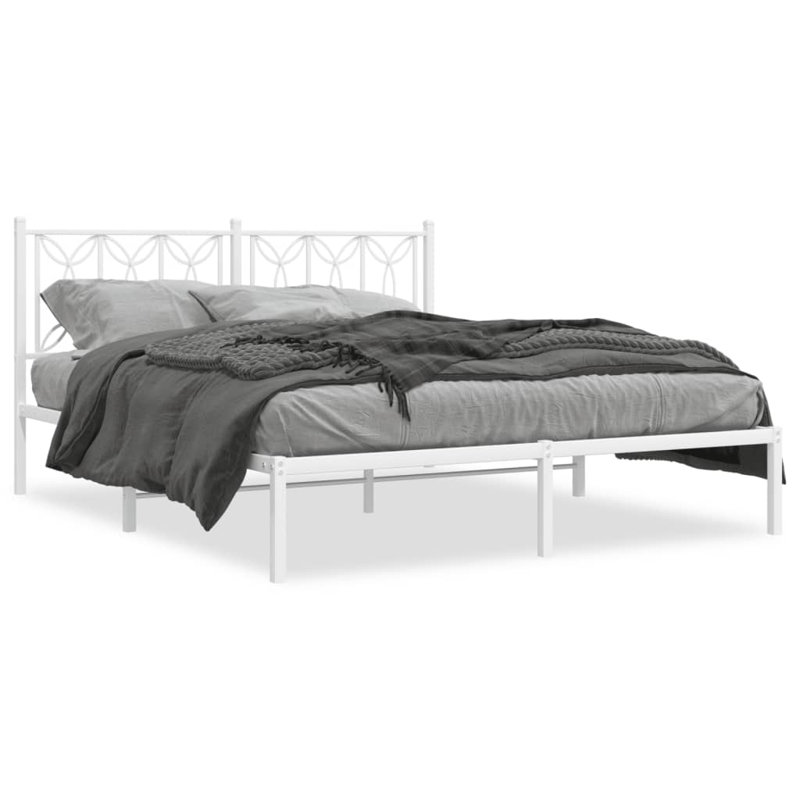 Base de lit en métal avec tête de lit Winston Porter 59,1 po x 78,7 po, Blanc