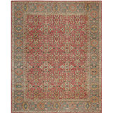 Hand Knotted Wool Geometric Area Rug in Pink