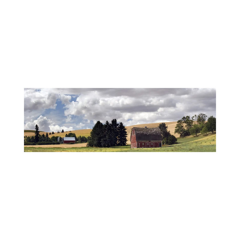 Old Barn Under Cloudy Sky, Palouse, Washington State, USA - Wrapped Canvas Panoramic Print