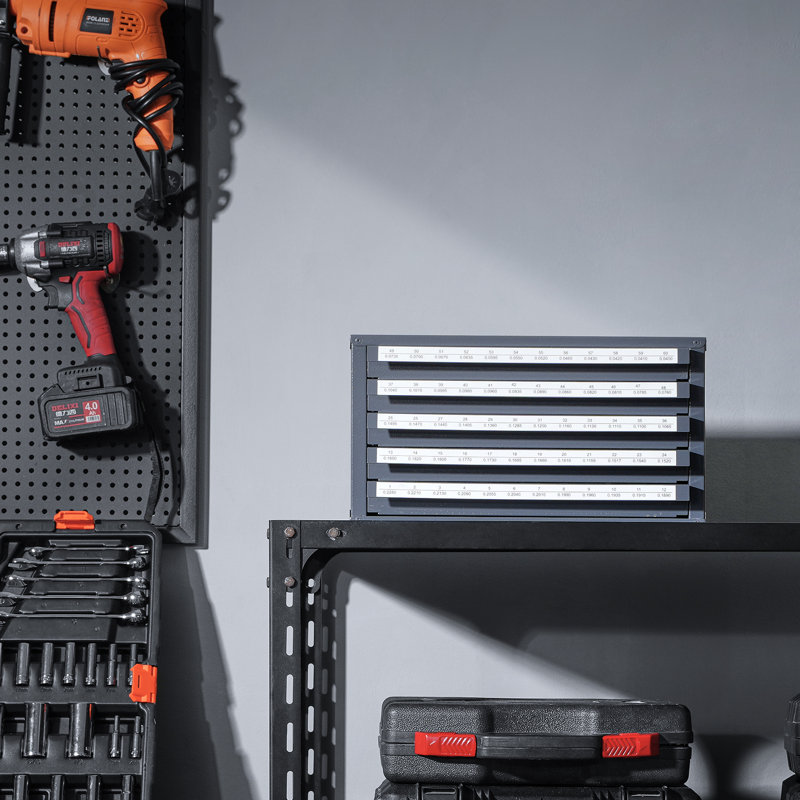 Drill Bit Dispenser Cabinet, Five-Drawer Drill Bit Organizer Cabinet for #1 to #60