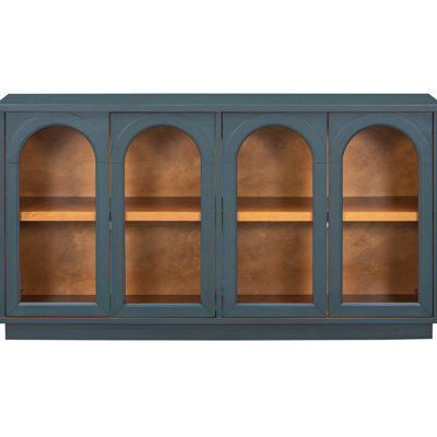 4-door Buffet Cabinet - Navy. Ample Storage For Living. Adjustable Shelves, Construction. Wire Hole Navy With Space. Living Room. Build,