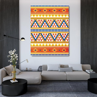 Foundry Select Grey, Jace Gallery Wrapped Canvas Art Titled: Aztec Pattern Colors