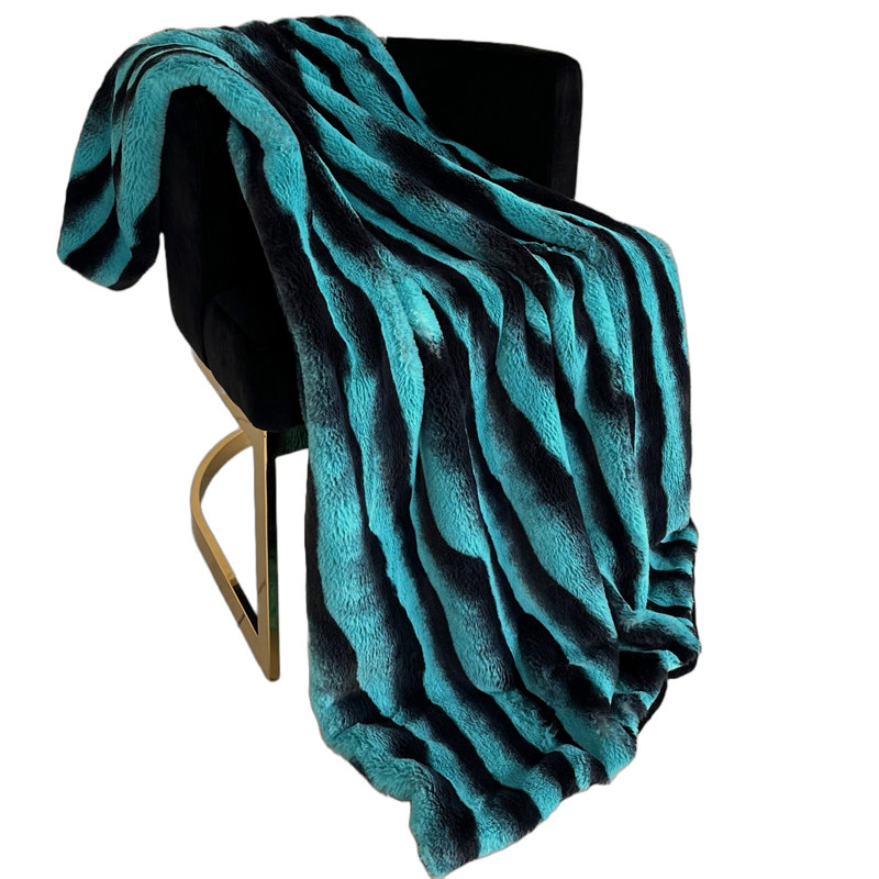 Couverture en fausse fourrure Wild Ocean, L 96 po x L 110 po