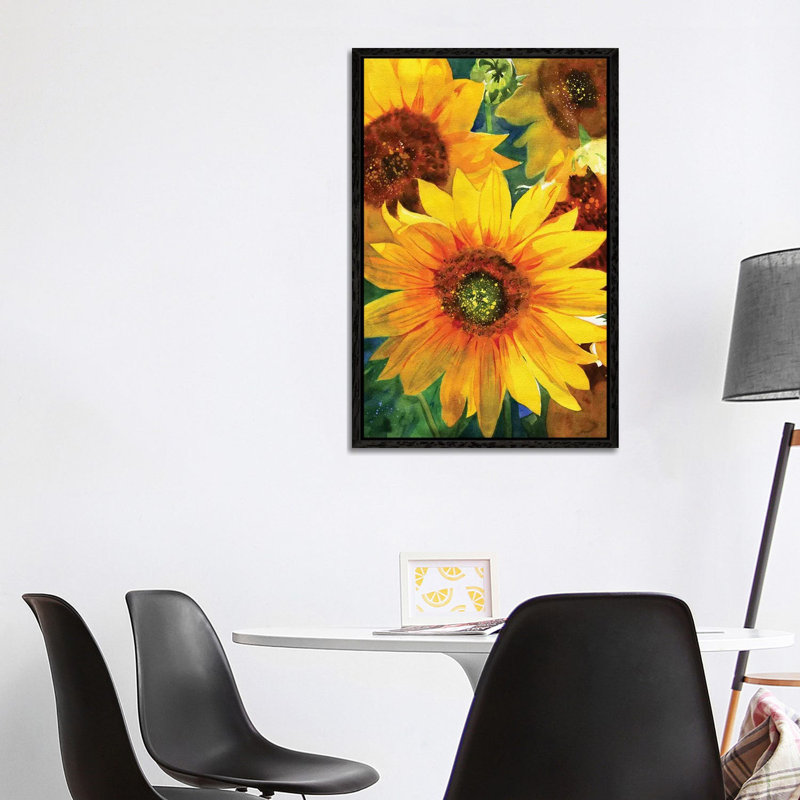 Sunflowers 1 Piece Painting on Canvas, 101.6cm H x 66.04cm W x 3.81cm D, Black Framed