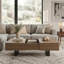 Table basse de style Mid-Century avec plateau coulissant et rangement dissimulé