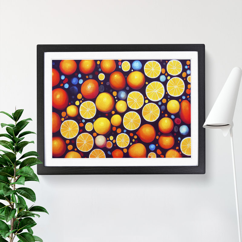 Sliced Oranges Fruit - Framed Print, Black, 25cm H x 34cm W x 2cm D