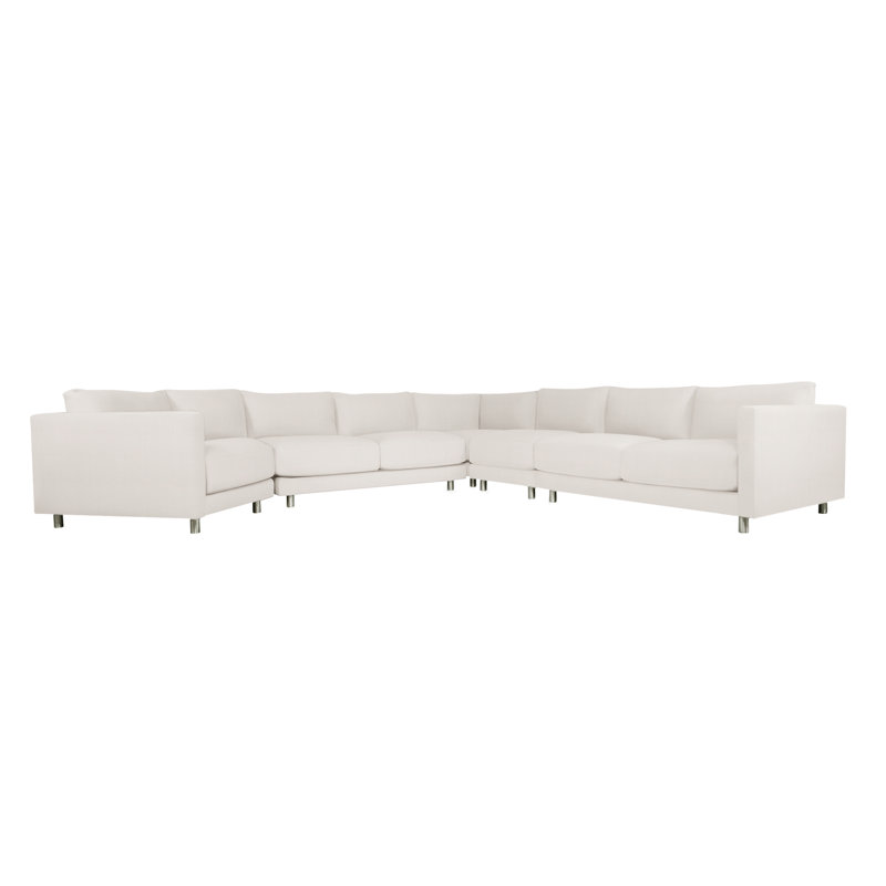 Avanni Patio Sectional with Sunbrella Cushions, Silver, White Slub 6049-000
