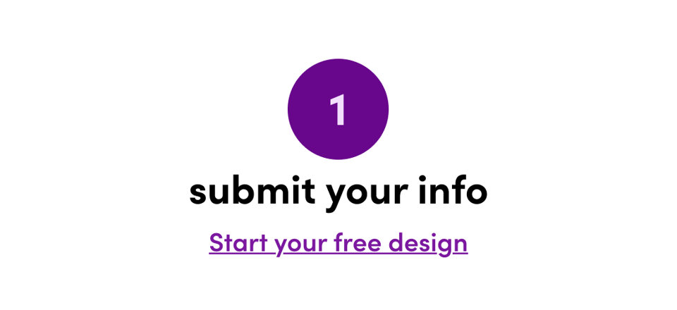 1: submit your info, Start your free design