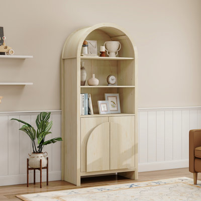 Arched Kitchen Pantry, Modern Farmhouse Wood Kitchen Storage Cabinets ,Arched Storage Display Cabinet With Adjustable Shelves, Versatile Cupboard For