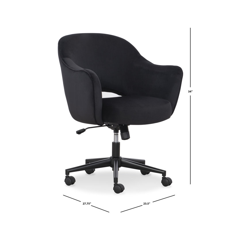 Black Faux Velvet Swivel Task Chair