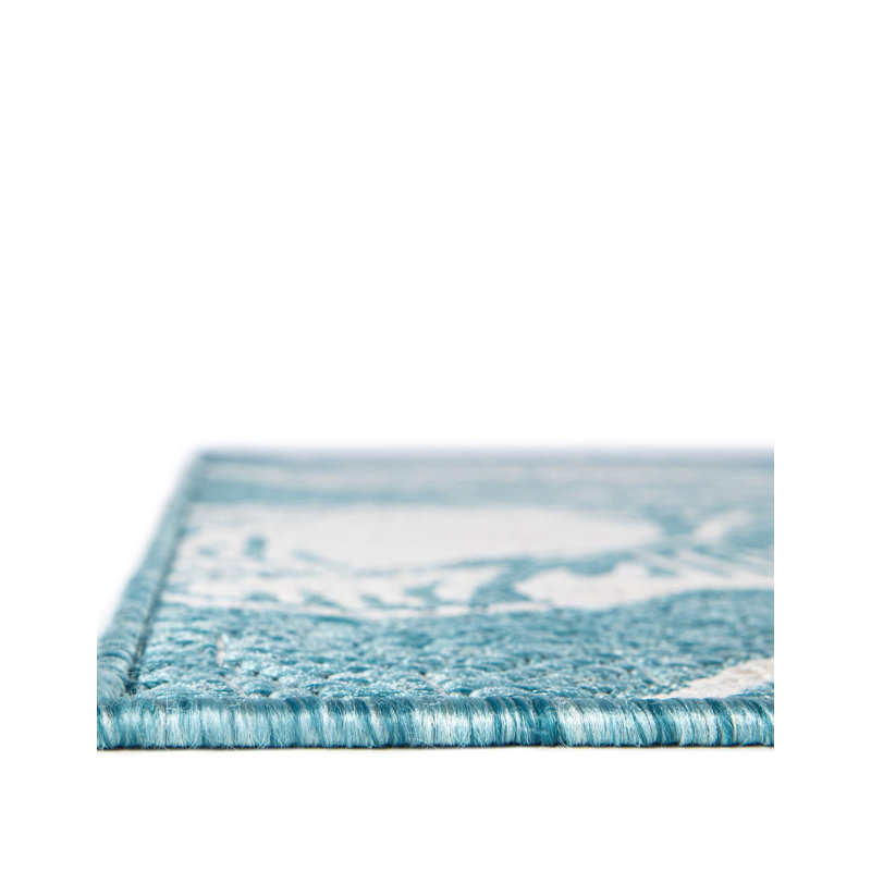 Contemporary Aviesel Area Rug Aqua Color, Round 13'1"