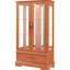 Verre foncé en chêne foncé, présentoir de pièces de monnaie, tablettes réglables, éclairage intérieur, sangle de surmatelas trempé, couloir
