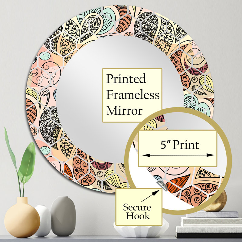 Miroir mural rose, bleu et orange, 24 po x 24 po